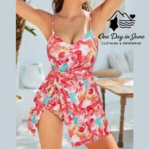 Grace Karin Floral One Piece Swimdress Swimsuit Size L